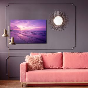 Peinture sur toile Coucher De Soleil Violet Sur La Mer – Image 4
