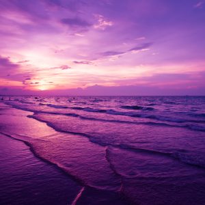 Peinture sur toile Coucher De Soleil Violet Sur La Mer – Image 1