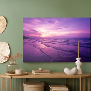 Peinture sur toile Coucher De Soleil Violet Sur La Mer – Image 5