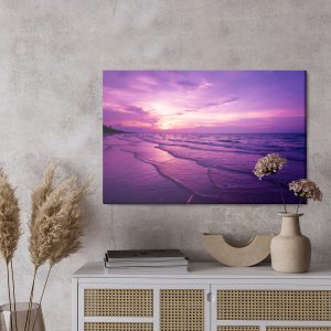 Peinture sur toile Coucher De Soleil Violet Sur La Mer – Image 3
