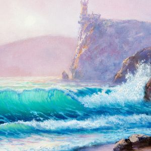 Peinture sur toile Vagues Aquarelles Au Bord De La Mer – Image 1