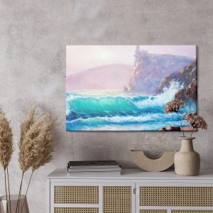 Peinture sur toile Vagues Aquarelles Au Bord De La Mer – Image 3