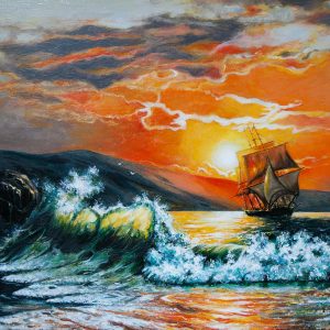 Peinture sur toile Mer Et Coucher De Soleil Pittoresques – Image 1