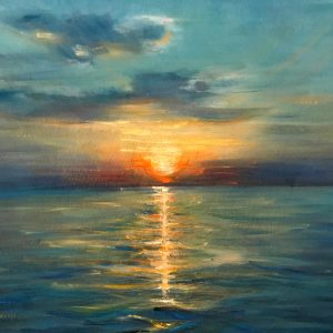 Peinture sur toile Coucher De Soleil Pittoresque Au Bord De La Mer – Image 1