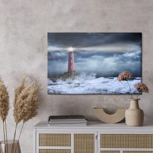 Peinture sur toile Tempête De Mer Et Phare – Image 3