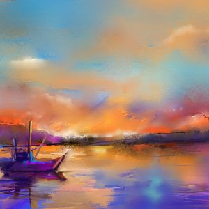 Peinture sur toile Paysage Coloré Avec La Mer – Image 1