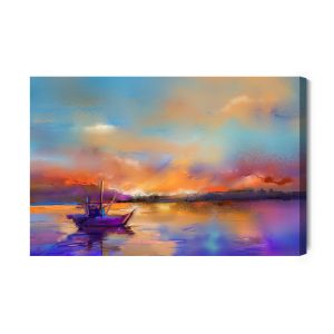Peinture sur toile Paysage Coloré Avec La Mer – Image 2