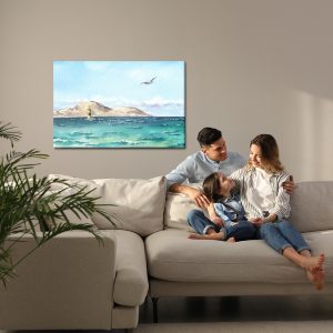 Peinture sur toile Mer Et Phare À L'aquarelle – Image 7