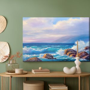 Peinture sur toile Vagues Et Rochers Dans La Mer – Image 5