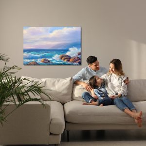 Peinture sur toile Vagues Et Rochers Dans La Mer – Image 7