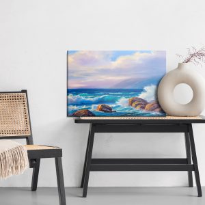 Peinture sur toile Vagues Et Rochers Dans La Mer – Image 6