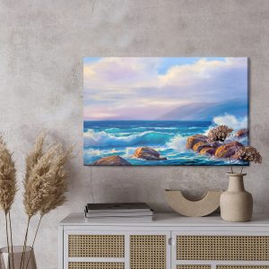Peinture sur toile Vagues Et Rochers Dans La Mer – Image 3