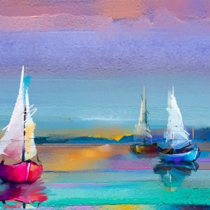 Peinture sur toile Voiliers Abstraits Sur La Mer – Image 1