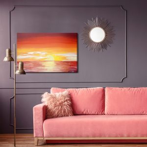 Peinture sur toile Coucher De Soleil Rouge Sur La Mer – Image 4