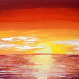 Peinture sur toile Coucher De Soleil Rouge Sur La Mer – Image 1