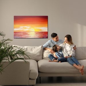Peinture sur toile Coucher De Soleil Rouge Sur La Mer – Image 7