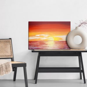 Peinture sur toile Coucher De Soleil Rouge Sur La Mer – Image 6