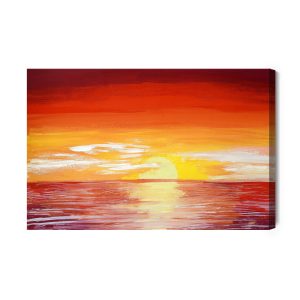 Peinture sur toile Coucher De Soleil Rouge Sur La Mer – Image 2