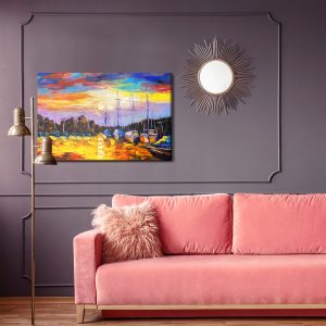 Peinture sur toile Bateaux De Mer Et Coucher De Soleil – Image 4