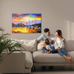 Peinture sur toile Bateaux De Mer Et Coucher De Soleil – Image 7