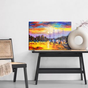 Peinture sur toile Bateaux De Mer Et Coucher De Soleil – Image 6