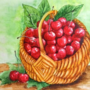 Peinture sur toile Un Panier De Cerises – Image 1