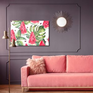 Peinture sur toile Pastèque Aux Feuilles Tropicales – Image 4