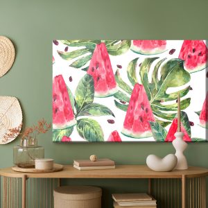 Peinture sur toile Pastèque Aux Feuilles Tropicales – Image 5