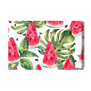Peinture sur toile Pastèque Aux Feuilles Tropicales – Image 2