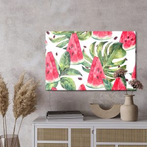 Peinture sur toile Pastèque Aux Feuilles Tropicales – Image 3