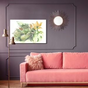 Peinture sur toile Courgettes Aux Fleurs Peintes À L'aquarelle – Image 4