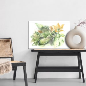 Peinture sur toile Courgettes Aux Fleurs Peintes À L'aquarelle – Image 6