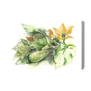 Peinture sur toile Courgettes Aux Fleurs Peintes À L'aquarelle – Image 2