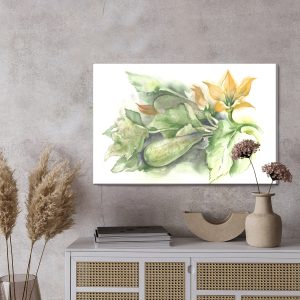 Peinture sur toile Courgettes Aux Fleurs Peintes À L'aquarelle – Image 3
