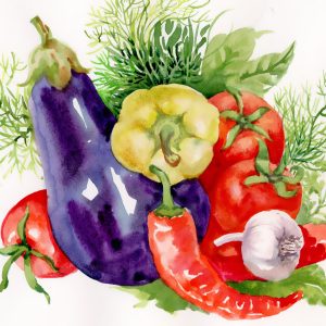 Peinture sur toile Légumes Peints À L'aquarelle – Image 1