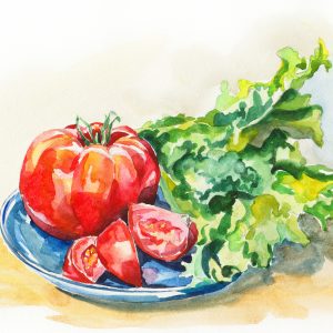 Peinture sur toile Tomate Avec Laitue – Image 1