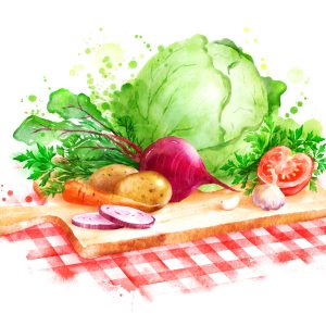 Peinture sur toile Légumes Sur Une Planche À Découper – Image 1
