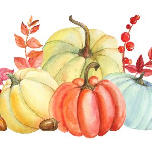 Peinture sur toile Citrouilles Peintes À L'aquarelle – Image 1