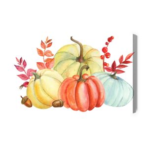 Peinture sur toile Citrouilles Peintes À L'aquarelle – Image 2