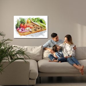 Peinture sur toile Légumes Aux Épices Sur Une Planche De Bois – Image 7