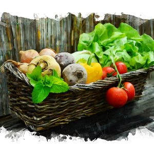Peinture sur toile Panier De Légumes En Osier – Image 1