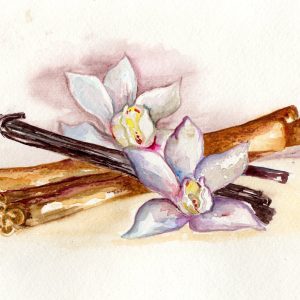 Peinture sur toile Bâtons De Vanille Avec Des Fleurs – Image 1