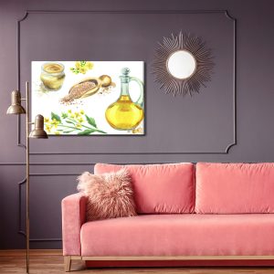 Peinture sur toile Épices Et Fleurs Peintes À L'aquarelle – Image 4