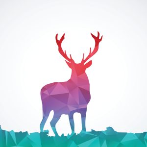 Peinture sur toile Abstraction Colorée Avec Des Cerfs – Image 1