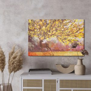 Peinture sur toile Nature Avec Aquarelle De Cerf – Image 3