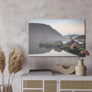 Peinture sur toile Cerf Au Bord Du Lac – Image 3