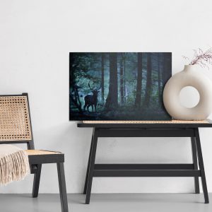 Peinture sur toile Un Cerf Dans Une Forêt Sombre – Image 6