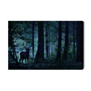 Peinture sur toile Un Cerf Dans Une Forêt Sombre – Image 2