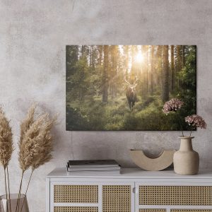 Peinture sur toile Cerf Et Rayons Du Soleil – Image 3