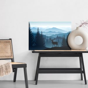 Peinture sur toile Silhouette D'un Cerf Sur Fond De Montagnes – Image 6